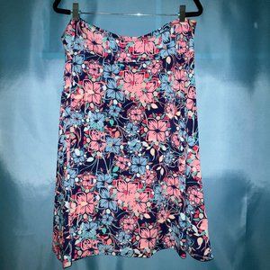 LuLaRoe Azure Navy Pink Blue Floral Skirt 3XL